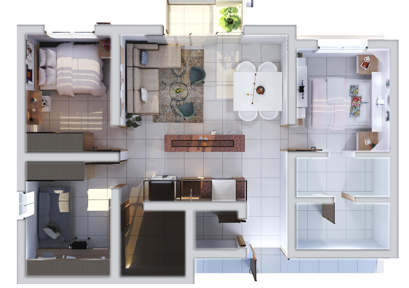 Terrarium — planta 3D completa