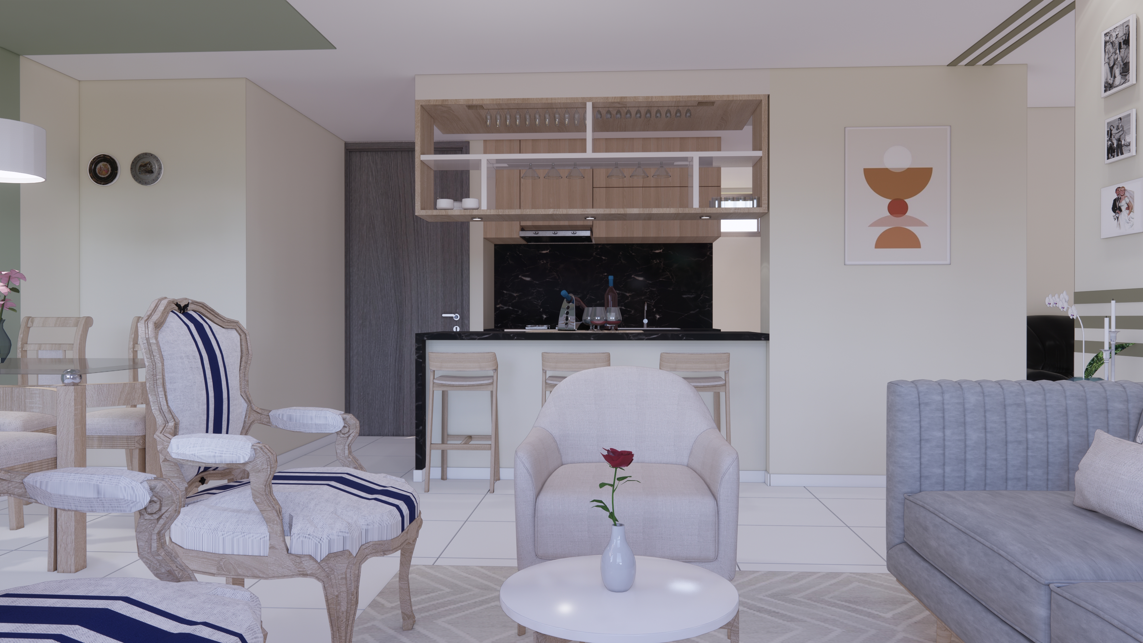 Cocina y barra de bar