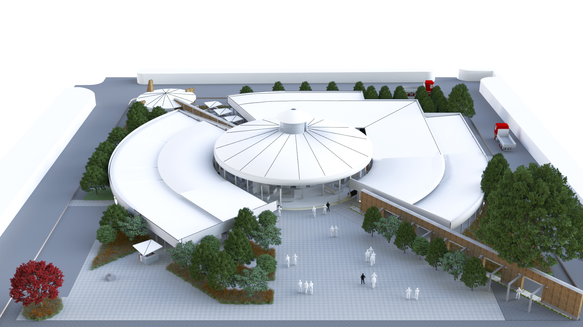 Plaza Pijao — vista aérea lateral con plaza exterior