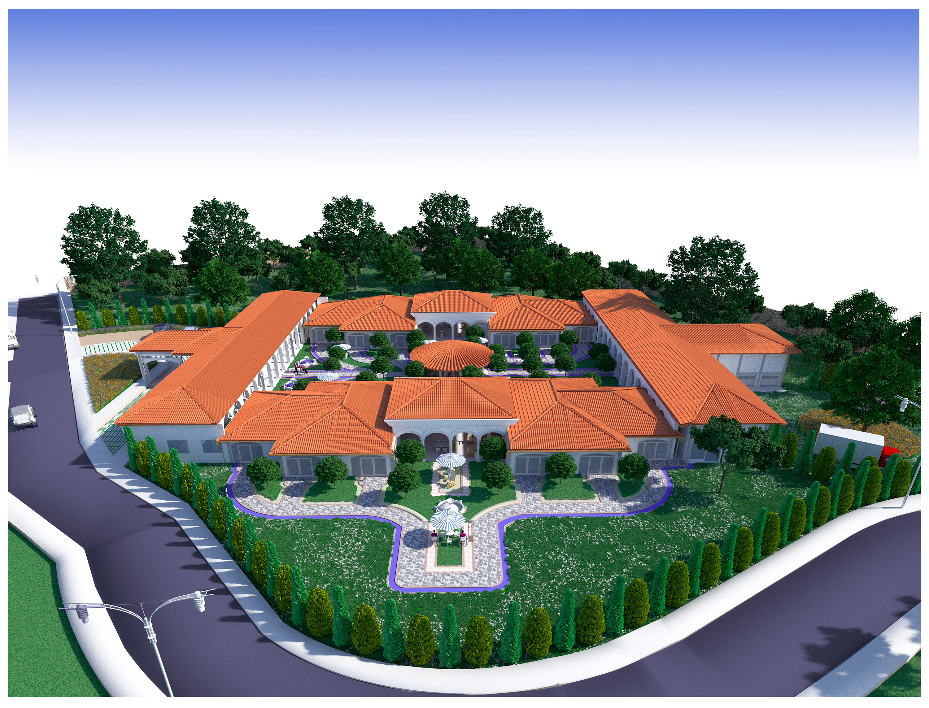 Centro Geriátrico — vista aérea lateral