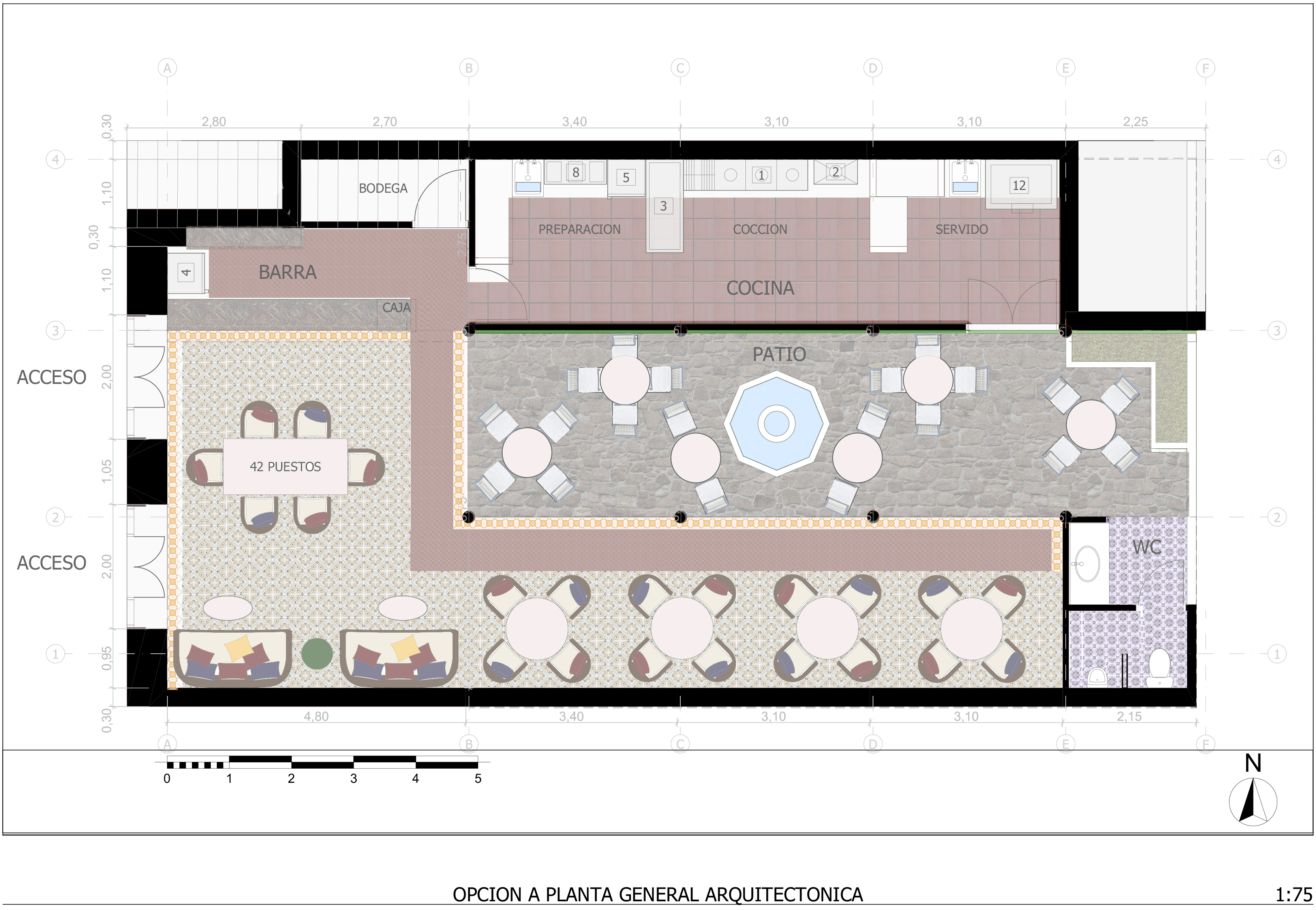 Restaurante — Opción A planta arquitectónica