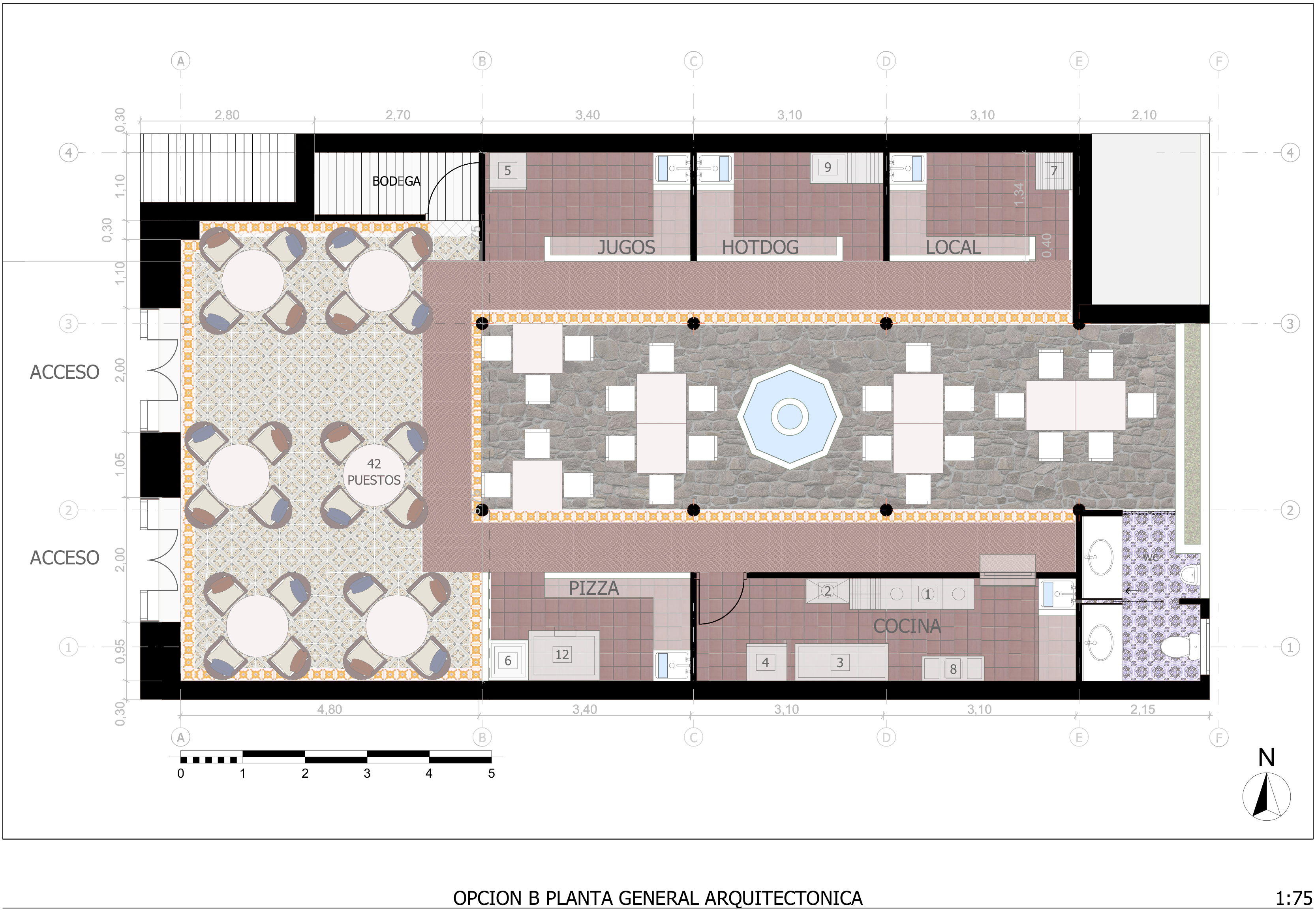 Restaurante — Opción B planta arquitectónica